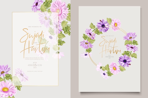 Aquarel bloemen bruiloft kaartenset