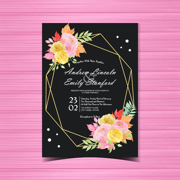 Aquarel bloemen bruiloft uitnodigingskaart