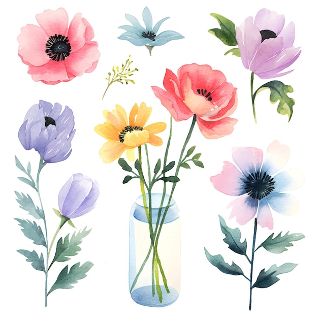 Aquarel bloemen clipart