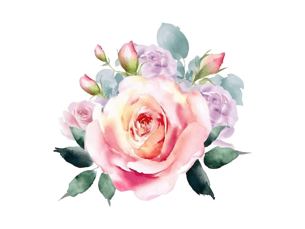 Aquarel bloemen decoratie voor kaart en bruiloft vector clipart