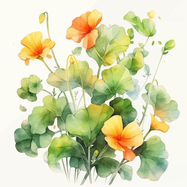 Aquarel bloemen en blad assortiment vectorset