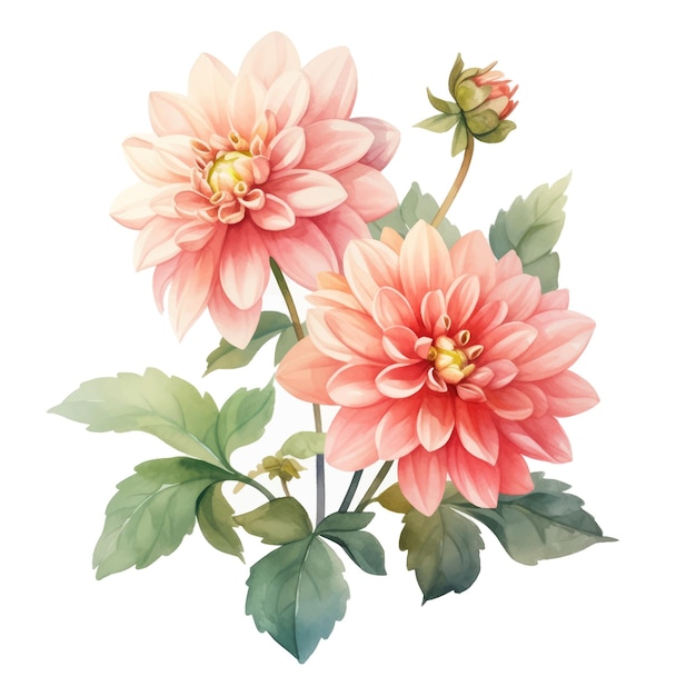 Aquarel bloemen en blad assortiment vectorset