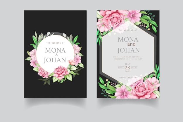 aquarel bloemen en bladeren bruiloft uitnodigingskaart