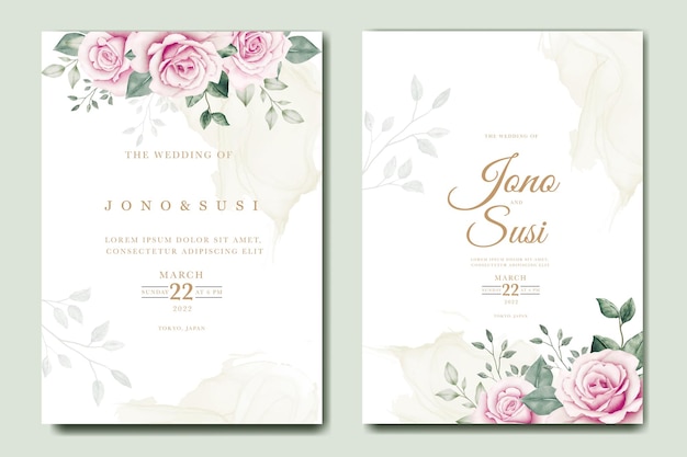 Aquarel bloemen en bladeren bruiloft uitnodigingskaart