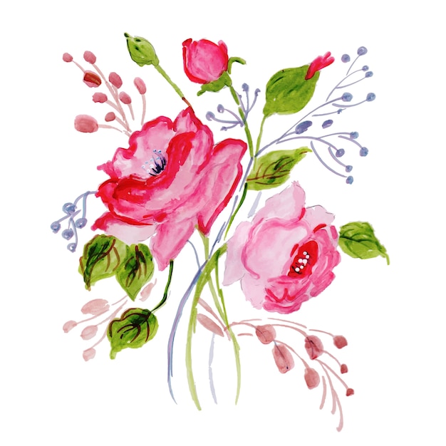 Aquarel bloemen en bladeren element