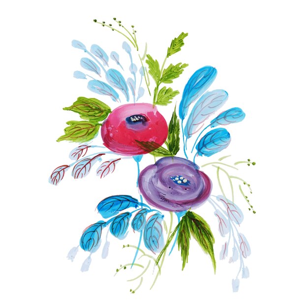 Aquarel bloemen en bladeren Element