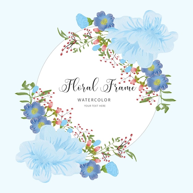 aquarel bloemen frame achtergrond met blauwe bloem