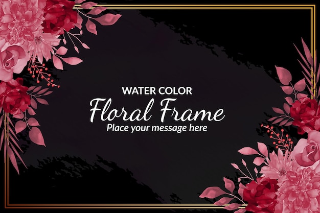 Aquarel bloemen frame achtergrond met rode en roze roos's Gratis Vector