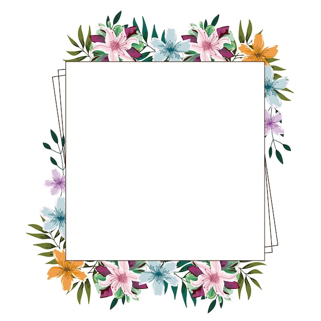 Aquarel bloemen frame bloemen gebladerte