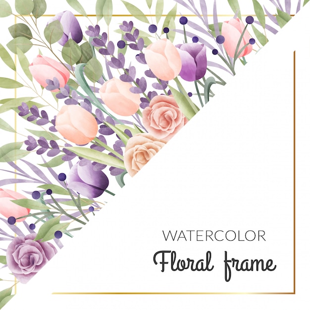 Aquarel bloemen frame. Multifunctionele achtergrond.