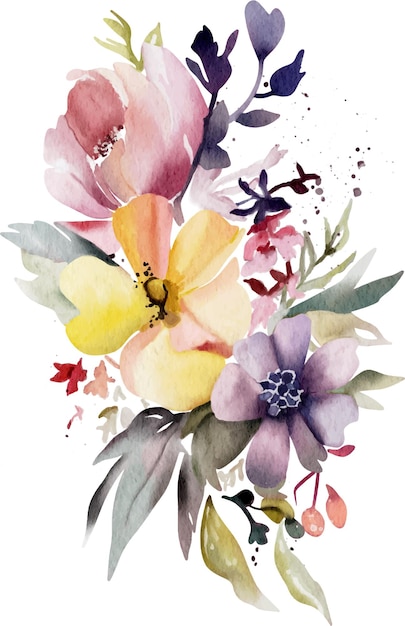 Vector aquarel bloemen illustratie collectie