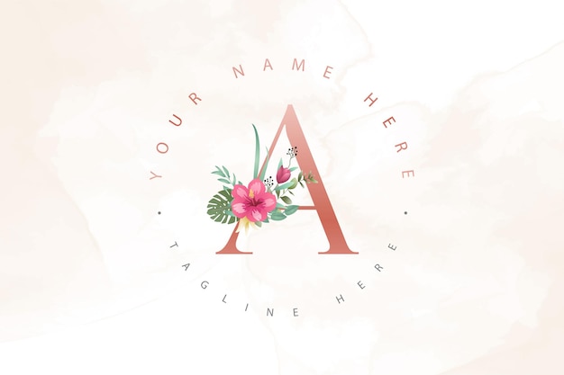 Aquarel bloemen logo sjabloon