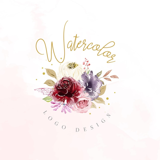 Vector aquarel bloemen logo sjabloon