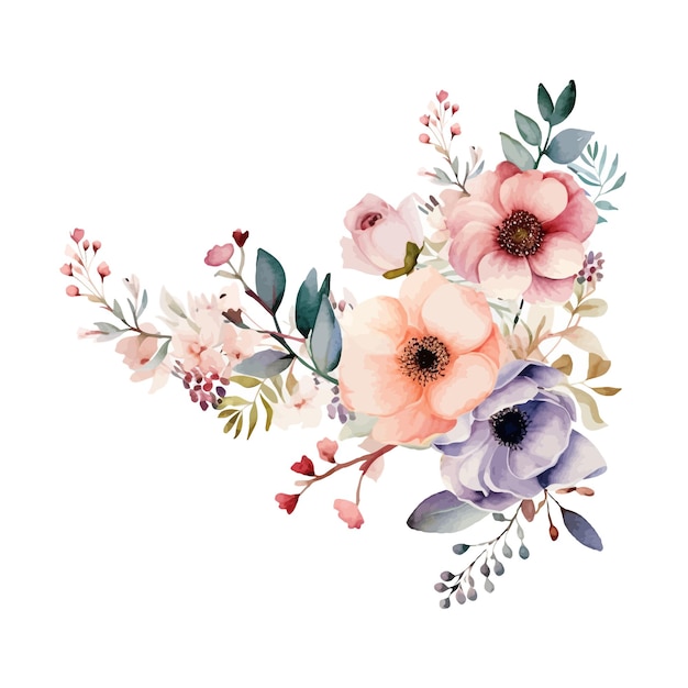 Vector aquarel bloemen rand clipart