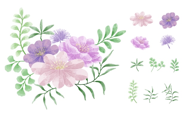 Aquarel bloemen set