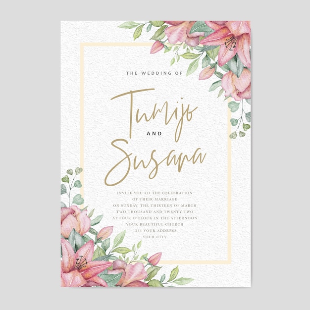 Aquarel bloemen trouwkaart