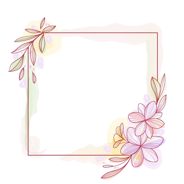 Vector aquarel bloemen vierkant frame