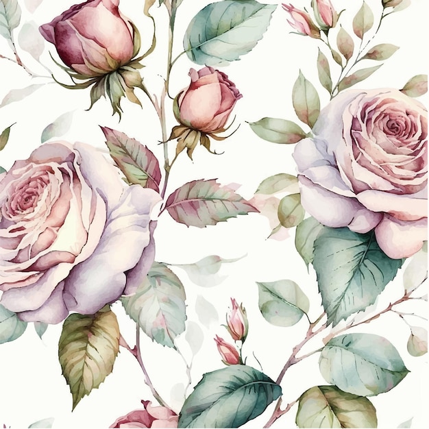aquarel bloemenpatroon op witte achtergrond