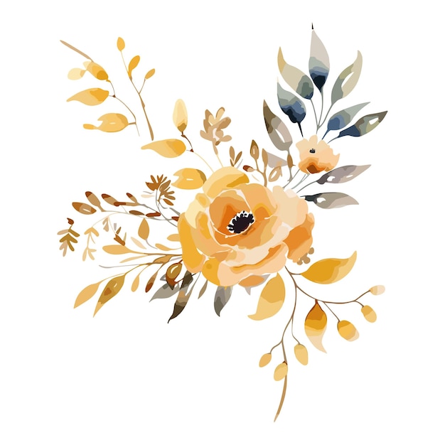 Aquarel bloemenverf met gouden kleur