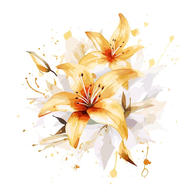 Aquarel bloemenverf met gouden kleur