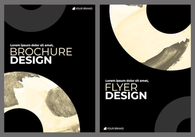Aquarel boekje brochure flyer kleurrijke abstract cover sjabloon bundel set met zwarte achtergrond
