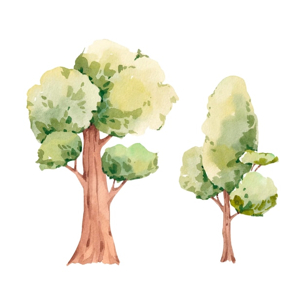 Vector aquarel bomen clipart