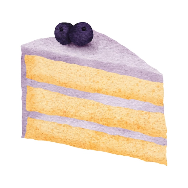 Aquarel bosbessen zoete cake dessert illustratie