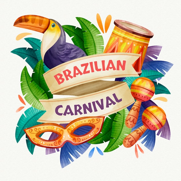 Aquarel braziliaanse carnaval illustratie