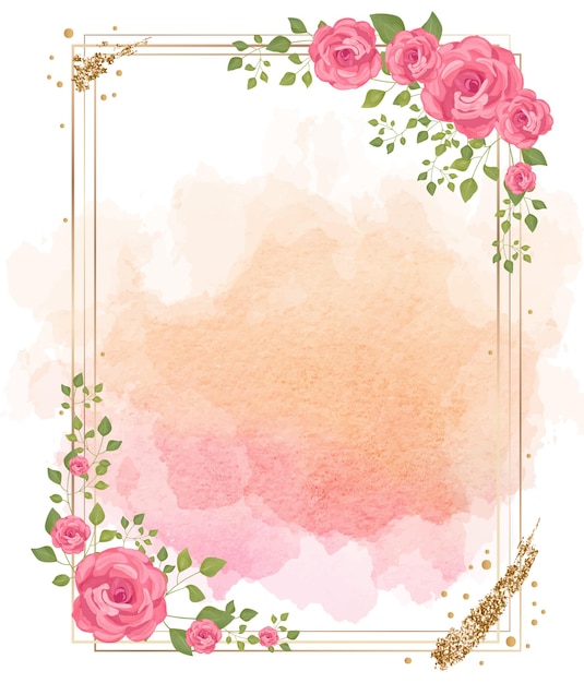 Aquarel bruiloft frame met bloemen