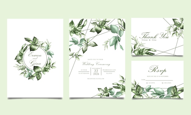 Aquarel bruiloft uitnodiging sjabloon kaart ontwerp
