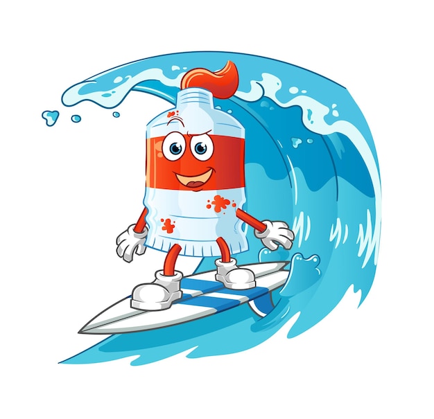 Aquarel buis surfen karakter. cartoon mascotte vector