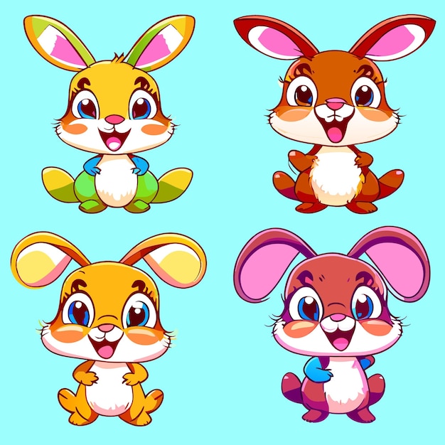 Aquarel Bunny Illustratie Set