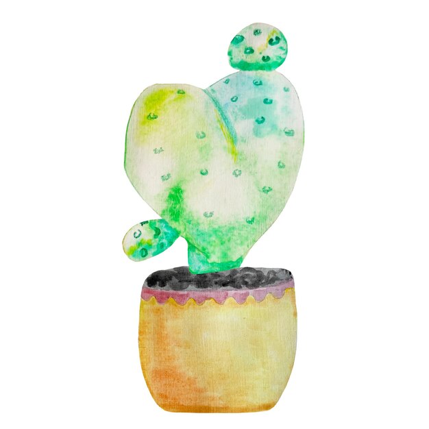 Aquarel cactussen kamerplant in pot cactus vector illustratie