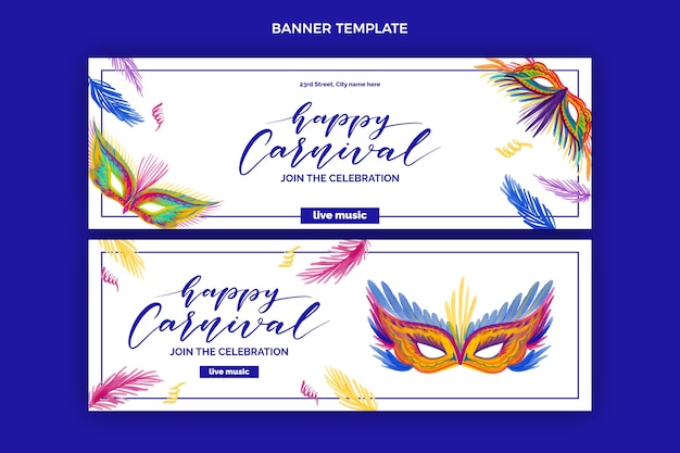 Aquarel carnaval horizontale banners set