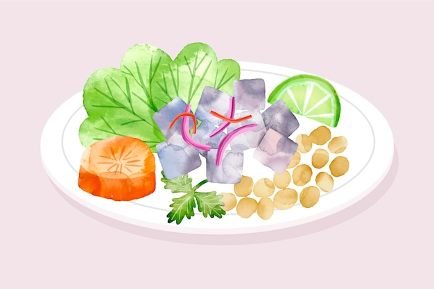 Aquarel ceviche illustratie