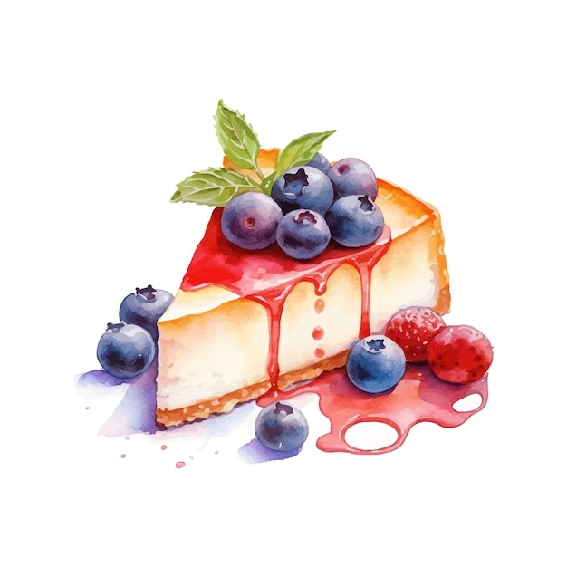 Aquarel cheesecake witte achtergrond