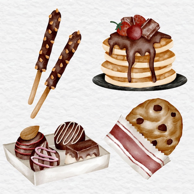 Aquarel chocolade dessert element clip art afbeelding