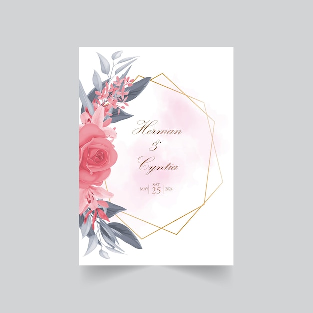 Aquarel chrysant bruiloft uitnodigingskaart