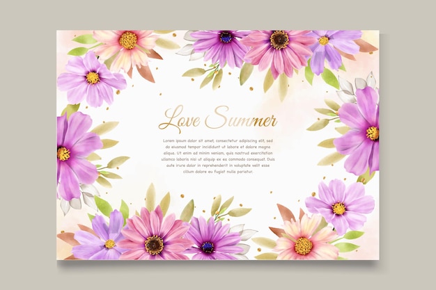 AQUAREL CHRYSANTHEMUM HUWELIJK uitnodigingskaart