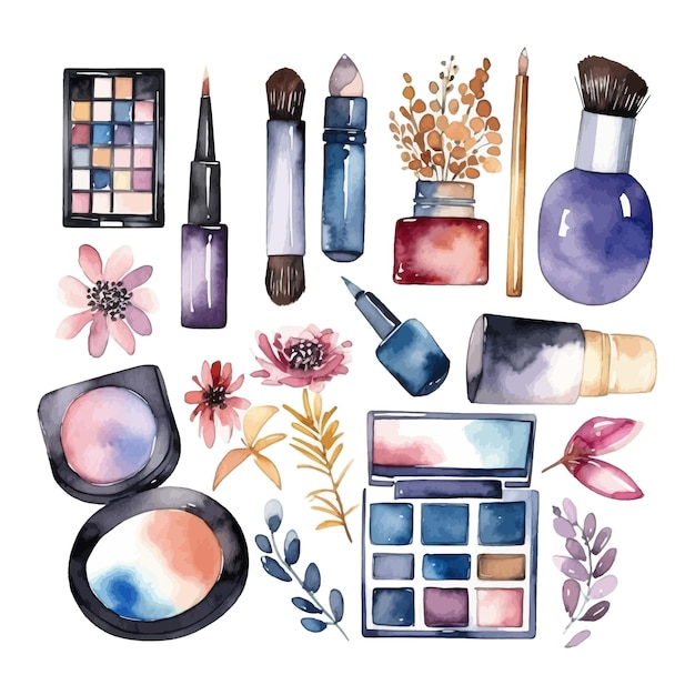 Vector aquarel cosmetische make-up clipart elementen