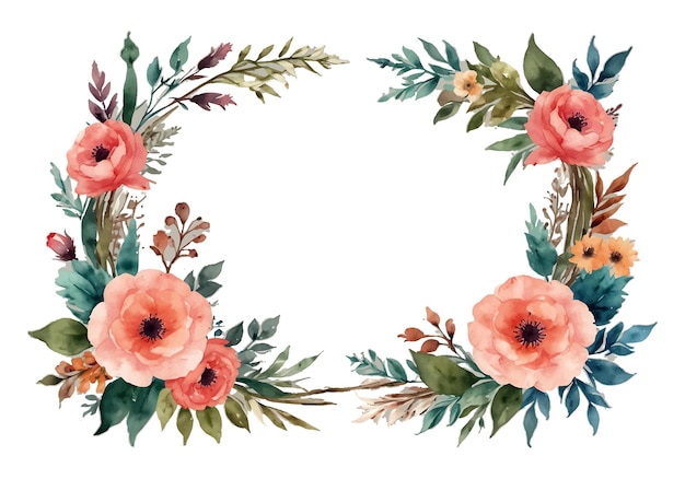 aquarel decoratieve bloemen frame