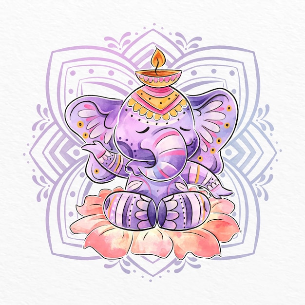 Aquarel diwali olifant illustratie