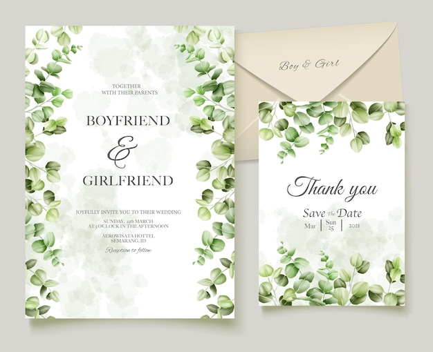 Aquarel eucalyptus bruiloft uitnodigingskaart