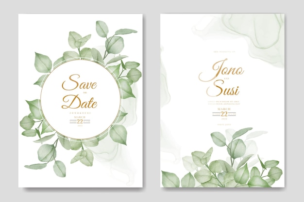 Aquarel eucalyptus bruiloft uitnodigingskaarten set