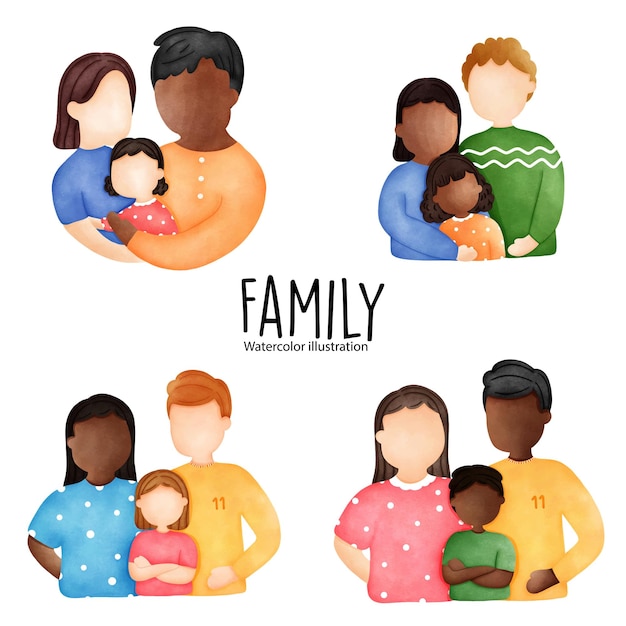 Aquarel familie, ouder. vector illustratie