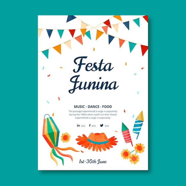 Vector aquarel festas juninas poster sjabloon