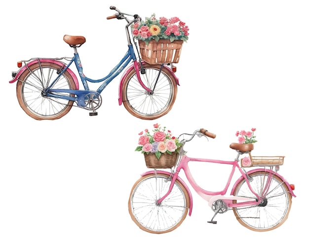 Aquarel fiets clipart illustratie valentine fiets ontwerp
