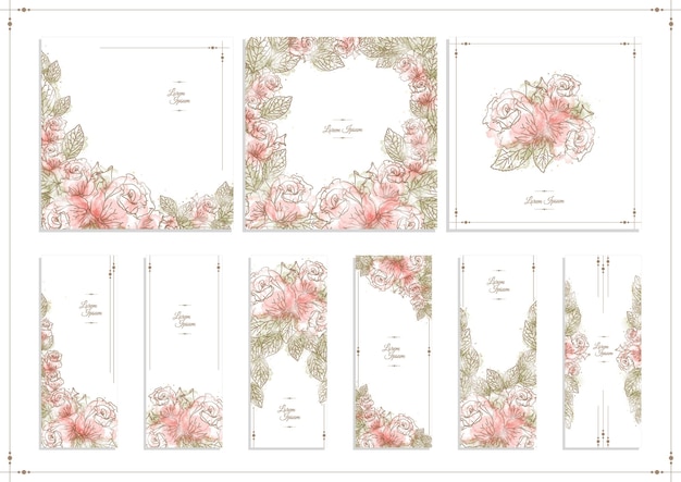 Aquarel floral frame collectie floral tijdschrift poster uitnodigingskaart