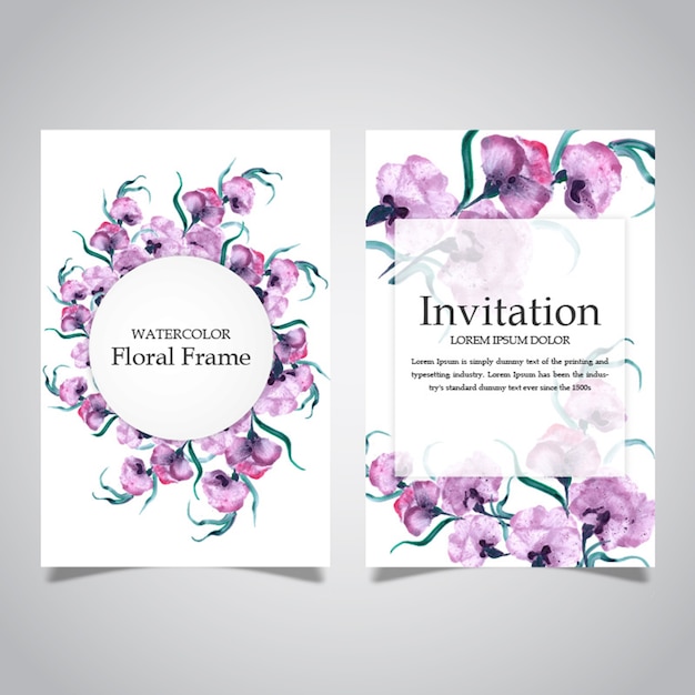 Aquarel floral frame en uitnodiging kaart collectie