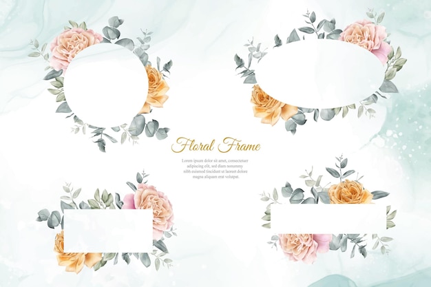 Aquarel floral frames multi purpose template design-collectie